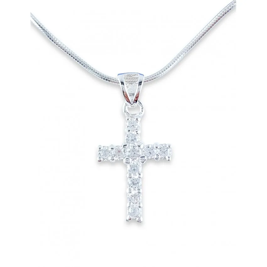 PENDENTIF CROIX ARGENT ET ZIRKONIUM
