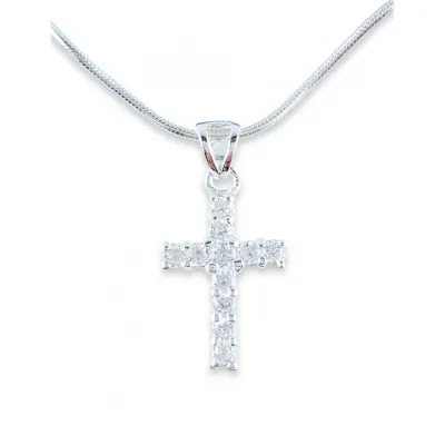 PENDENTIF CROIX ARGENT ET ZIRKONIUM