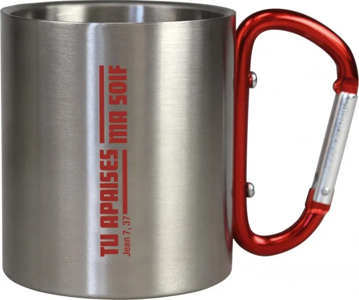 TASSE DE CAMPING AVEC MOUSQUETON ROUGE