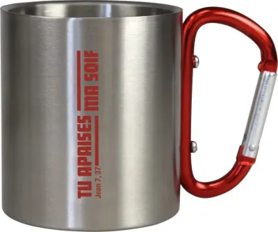 TASSE DE CAMPING AVEC MOUSQUETON ROUGE