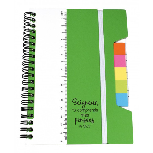 CARNET DE NOTES MULTIFONCTION VERT- REGLE POST-IT