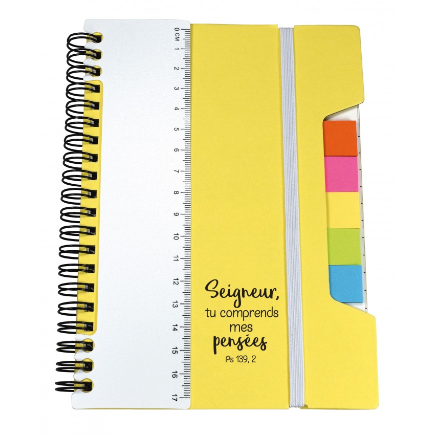 CARNET DE NOTES MULTIFONCTION JAUNE - REGLE POST-IT