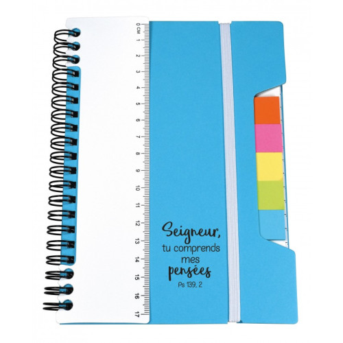 CARNET DE NOTE MULTIFONCTION BLEU - REGLE POST-IT