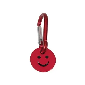 PORTE-CLE MOUSQUETON AVEC JETON SMILEY ROUGE