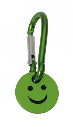 PORTE-CLE MOUSQUETON AVEC JETON SMILEY VERT