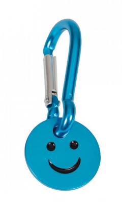 PORTE-CLE MOUSQUETON AVEC JETON SMILEY TURQUOISE