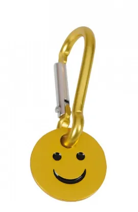 PORTE-CLES MOUSQUETON AVEC JETON SMILEY JAUNE