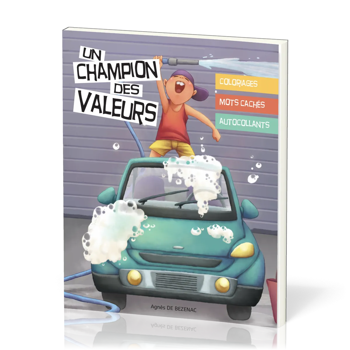 UN CHAMPION DES VALEURS - COLORIAGE MOTS CACHES AUTOCOLLANTS