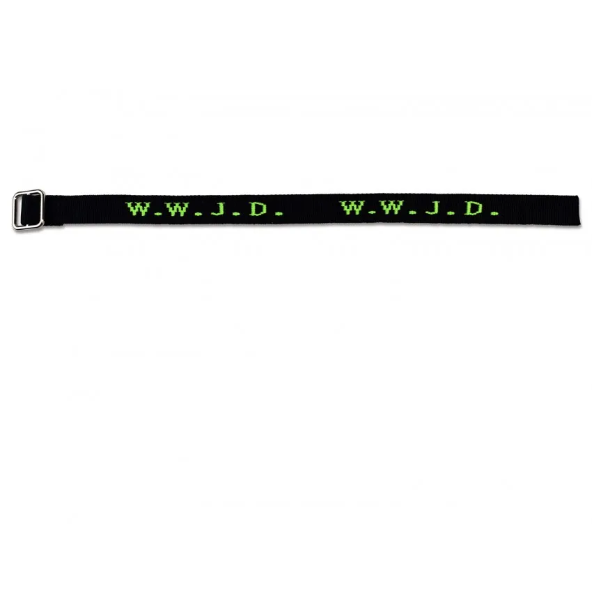 BRACELET TISSE W.W.J.D. NOIR-VERT FLUO