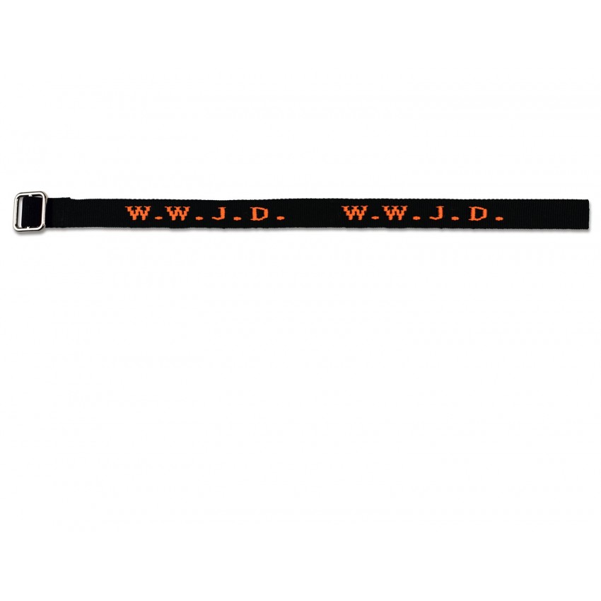 BRACELET TISSE W.W.J.D. NOIR-ORANGE FLUO