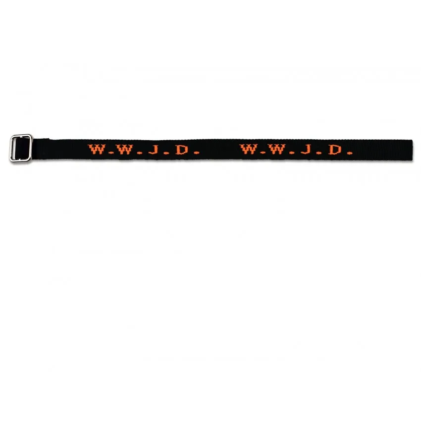 BRACELET TISSE W.W.J.D. NOIR-ORANGE FLUO