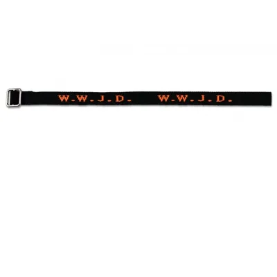 BRACELET TISSE W.W.J.D. NOIR-ORANGE FLUO