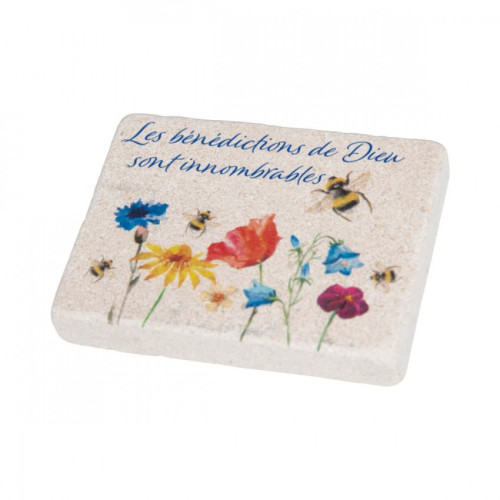 MAGNET EN PIERRE AVEC MOTIF FLORAL