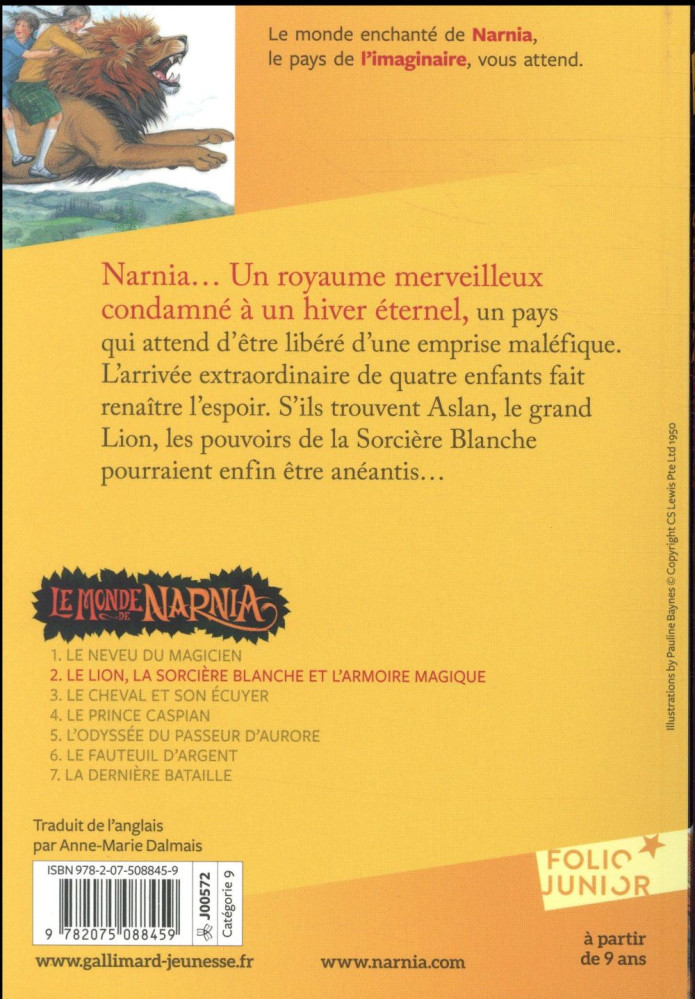 MONDE DE NARNIA VOL. 2 - LION LA SORCIERE BLANCHE ET L'ARMOIRE MAGIQUE (LE)