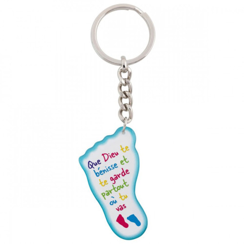 PORTE CLES PIED QUE DIEU TE BENISSE ET TE GARDE