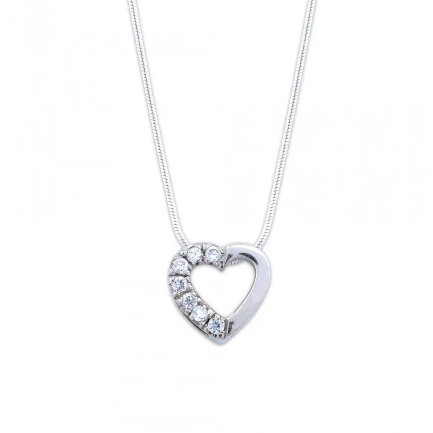 PENDENTIF COEUR ARGENT ET ZIRCONIUM