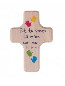 MINI CROIX EN BOIS EMPREINTES MAINS