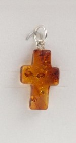 PENDENTIF CROIX EN AMBRE AVEC COLLIER ARGENT 925