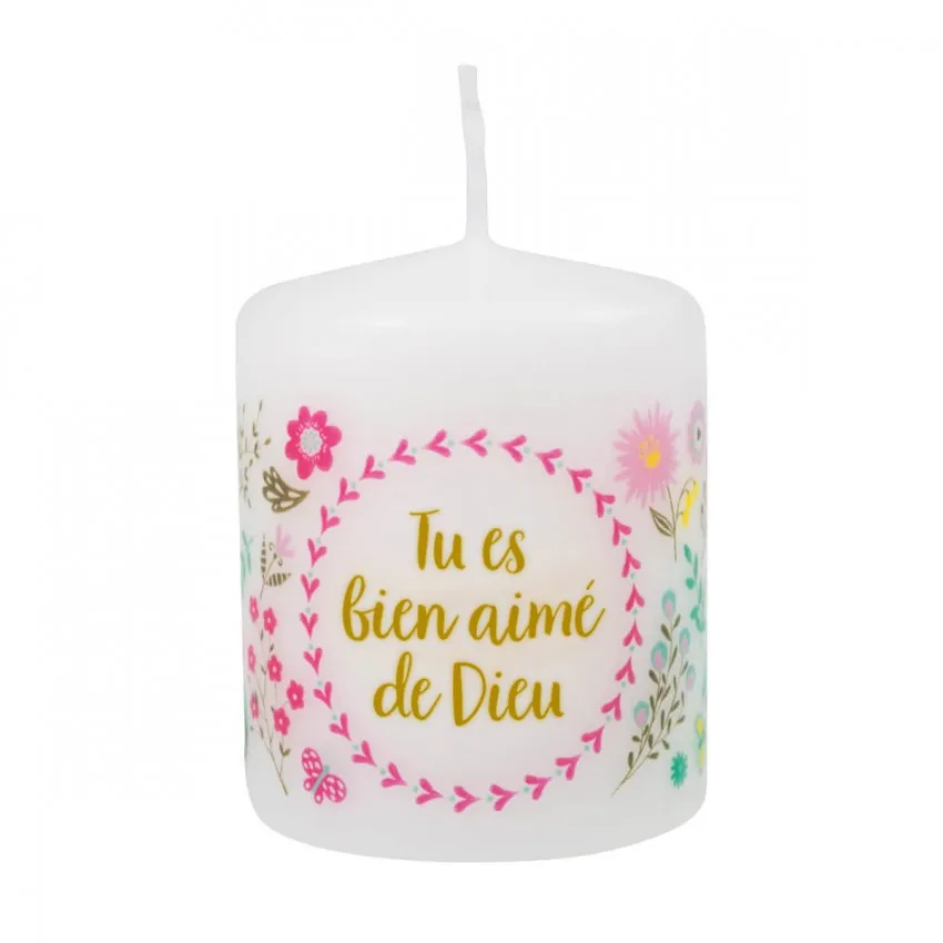 PETITE BOUGIE AVEC MOTIF "FLEURS"