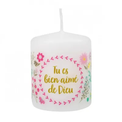 PETITE BOUGIE AVEC MOTIF "FLEURS"