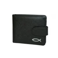 PORTEFEUILLE NOIR EN SIMILICUIR POUR HOMME ICHTUS