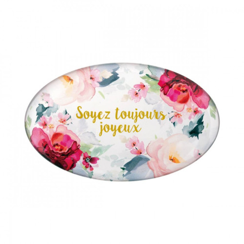 MAGNET MOTIF PIVOINES "SOYEZ TOUJOURS JOYEUX"