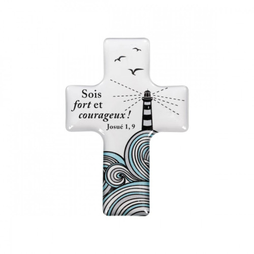 MAGNET DECORATIF CROIX "SOYEZ FORTS ET COURAGEUX"