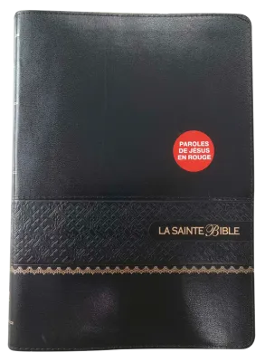 BIBLE SEGOND 1910 GROS CARACTERES SOUPLE SIMILICUIR NOIR ONGLETS PAROLES DE JESUS EN ROUGE