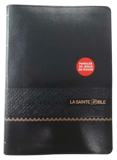 BIBLE SEGOND 1910 GROS CARACTERES SOUPLE SIMILICUIR NOIR ONGLETS PAROLES DE JESUS EN ROUGE