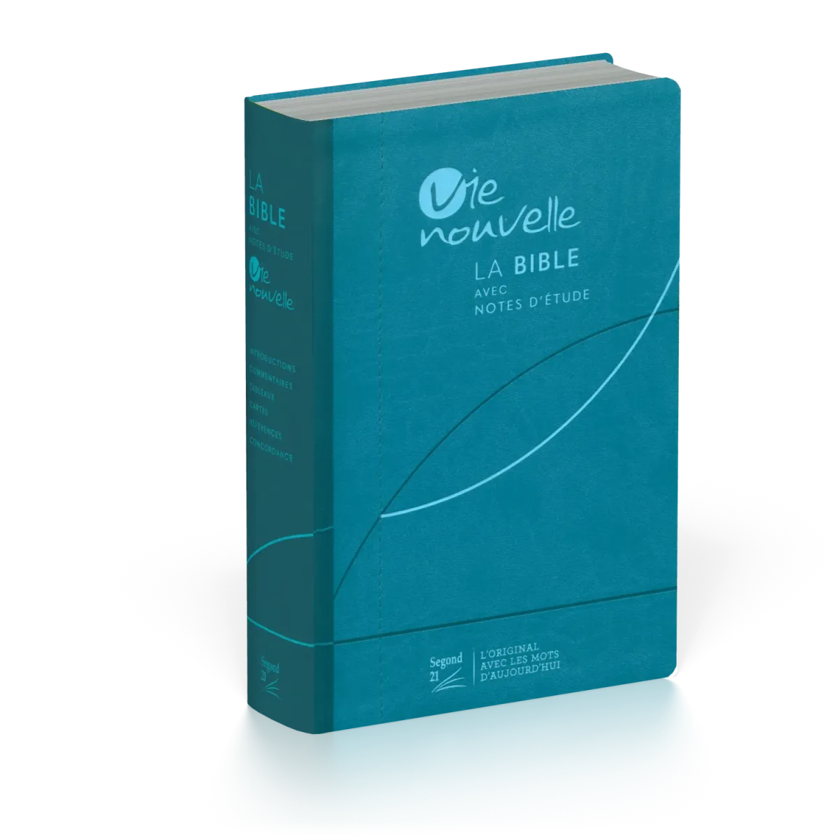 BIBLE SEGOND 21 VIE NOUVELLE SOUPLE VIVELLA BLEU ET TRANCHES ARGENTEES