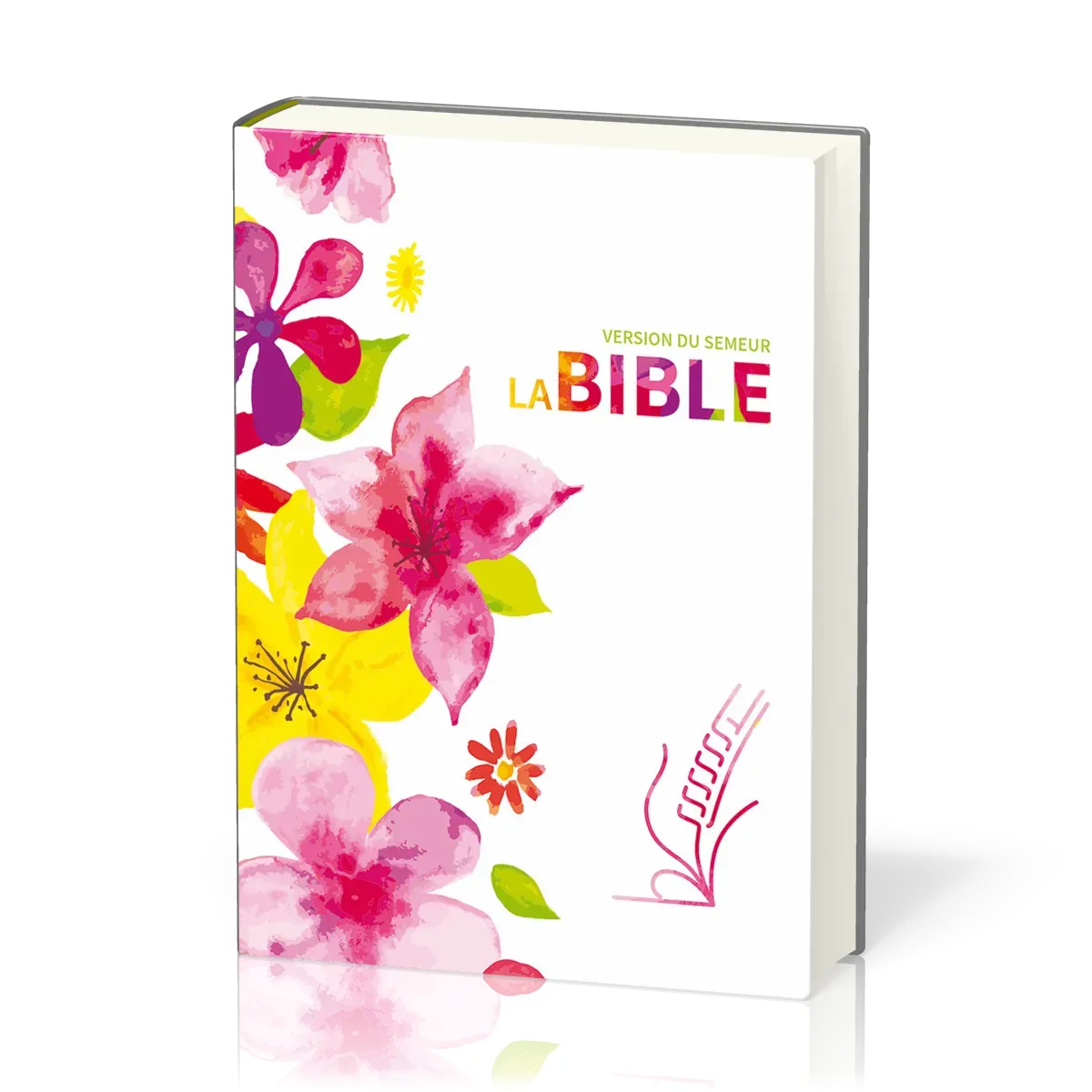 BIBLE SEMEUR 2015 RIGIDE TEXTILE FLEURS TRANCHE BLANCHE