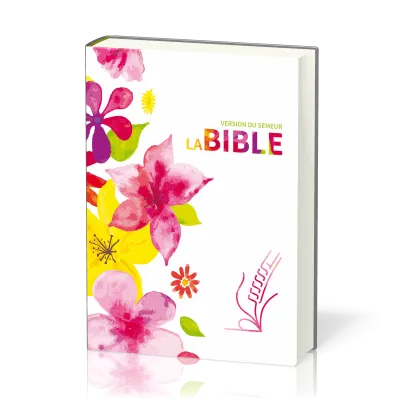 BIBLE SEMEUR 2015 RIGIDE TEXTILE FLEURS TRANCHE BLANCHE