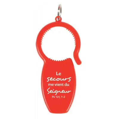 PORTE-CLE MULTIFONCTIONS ROUGE - BOUCHON - DECAPSULEUR - CANETTE