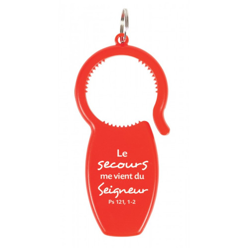 PORTE-CLE MULTIFONCTIONS ROUGE - BOUCHON - DECAPSULEUR - CANETTE