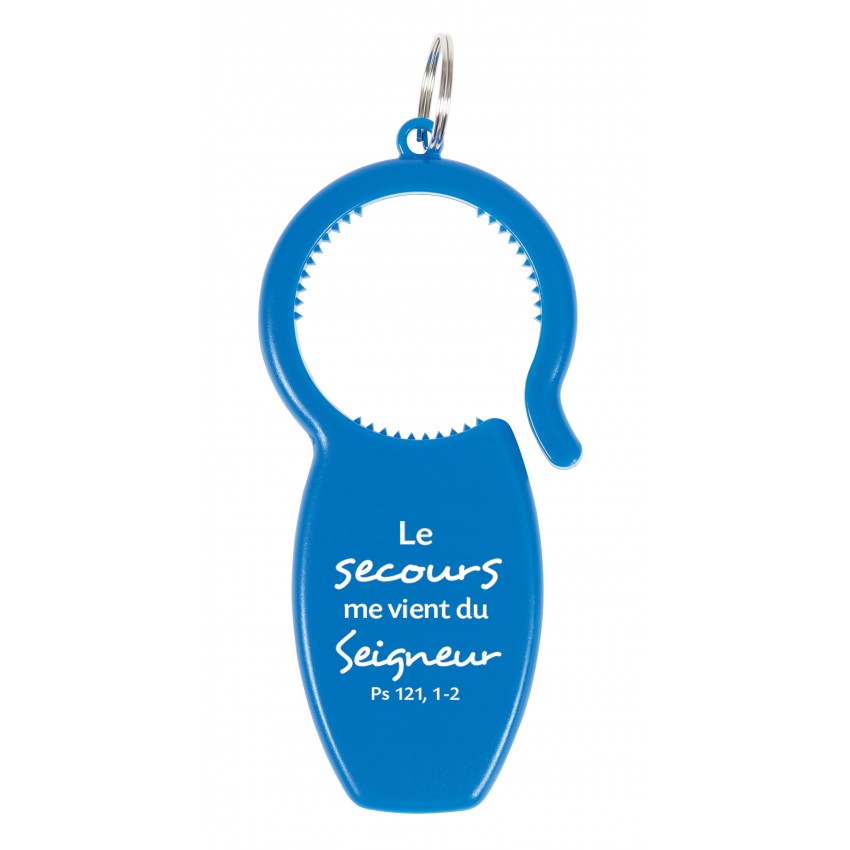 PORTE-CLE MULTIFONCTIONS BLEU - BOUCHON - DECAPSULEUR - CANETTE