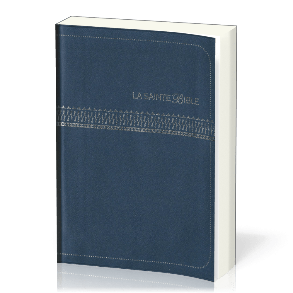 BIBLE SEGOND 1910 SOUPLE VINYLE BLEU MARINE EMBOSSAGE ARGENT