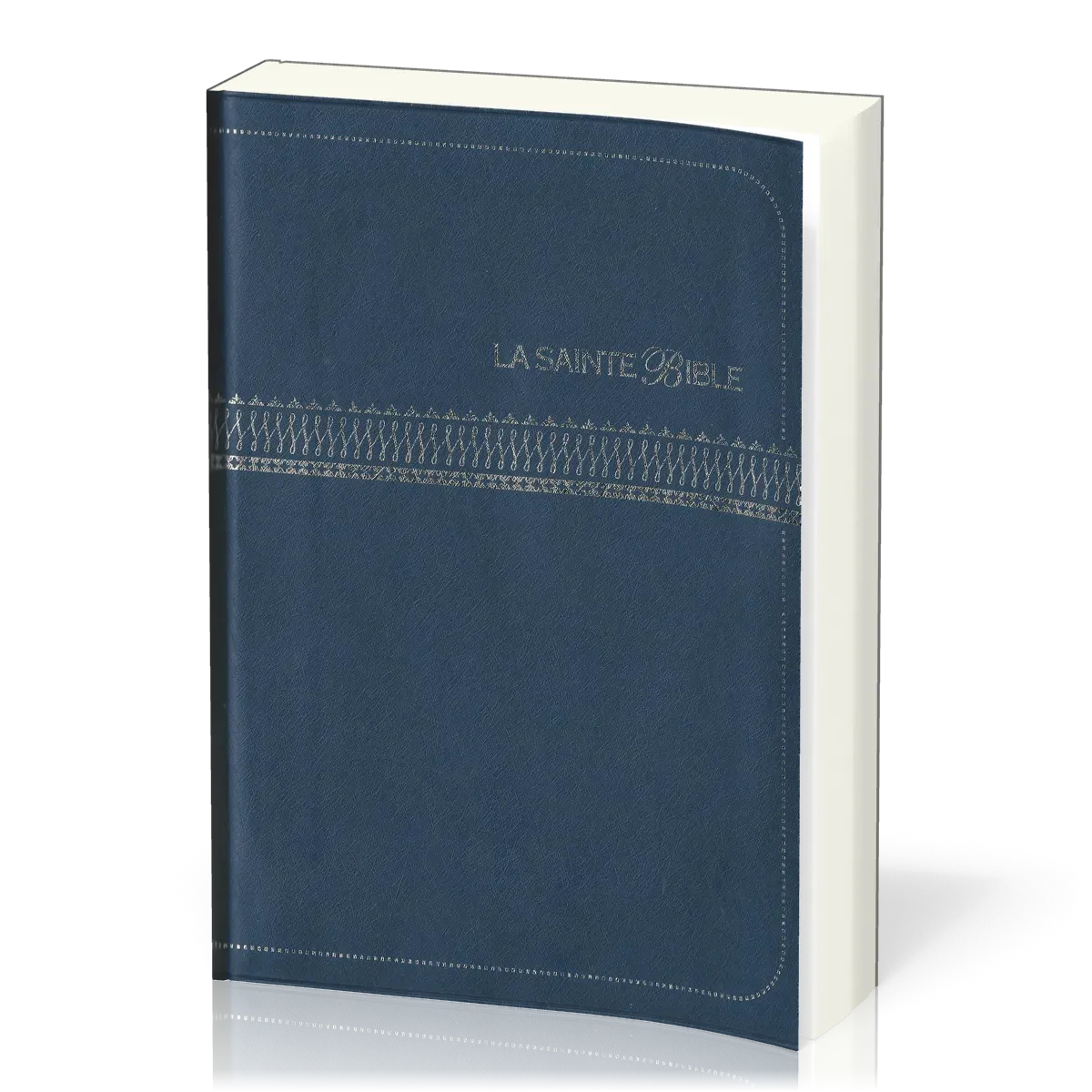 BIBLE SEGOND 1910 SOUPLE VINYLE BLEU MARINE EMBOSSAGE ARGENT