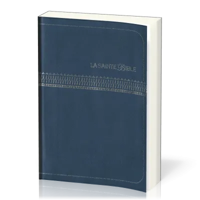 BIBLE SEGOND 1910 SOUPLE VINYLE BLEU MARINE EMBOSSAGE ARGENT