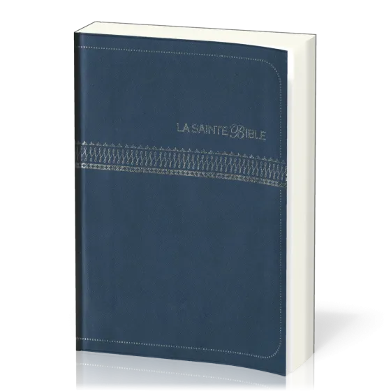 BIBLE SEGOND 1910 SOUPLE VINYLE BLEU MARINE EMBOSSAGE ARGENT