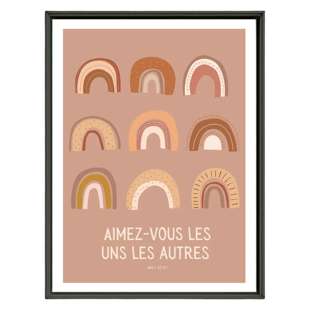 POSTER A4 - JEAN 13 - ARC EN CIEL - AVEC CADRE