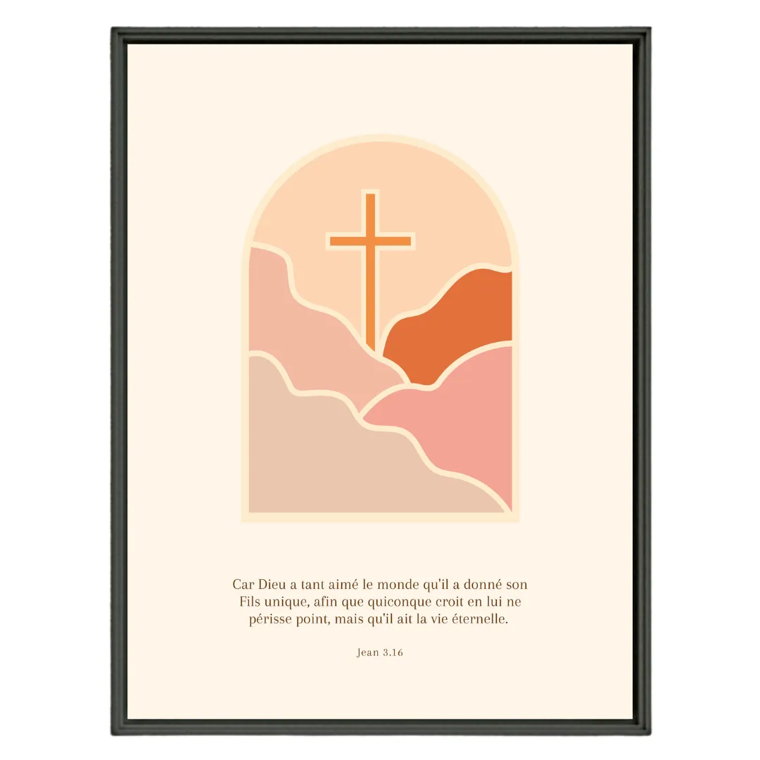 POSTER 30 X 40 - JEAN 3 - CROIX - AVEC CADRE