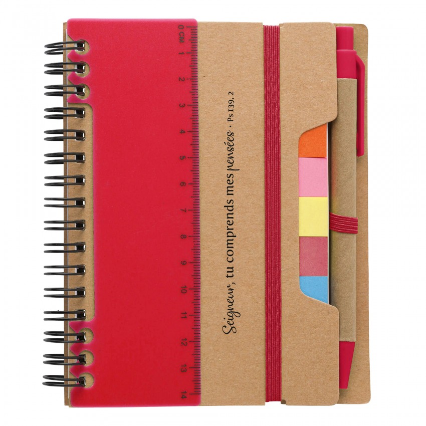 CARNET MULTIFONCTION ROUGE EN PAPIER RECYCLE