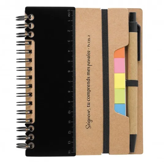 CARNET MULTIFONCTION NOIR EN PAPIER RECYCLE