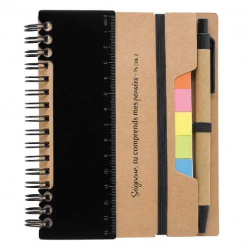 CARNET MULTIFONCTION NOIR EN PAPIER RECYCLE