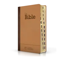 BIBLE SEGOND 21 COMPACTE "PREMIUM STYLE" SEMI RIGIDE DUO CUIR PRALINE CHOCOLAT - TRANCHES DOREES