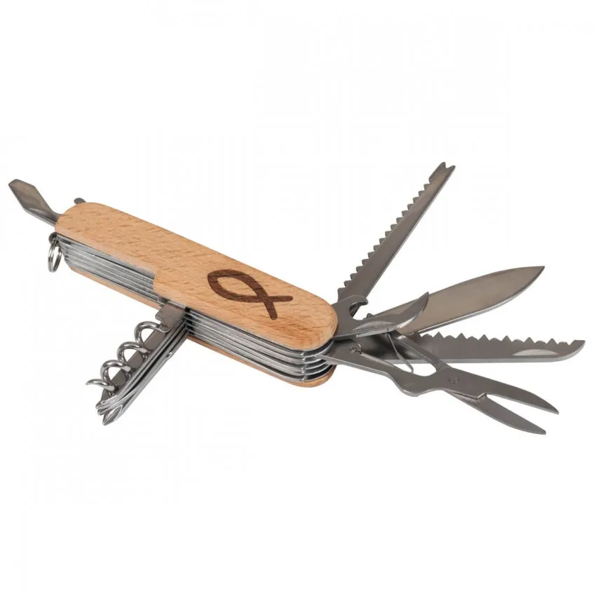 COUTEAU DE POCHE EN BOIS DE HETRE (11 FONCTIONS)