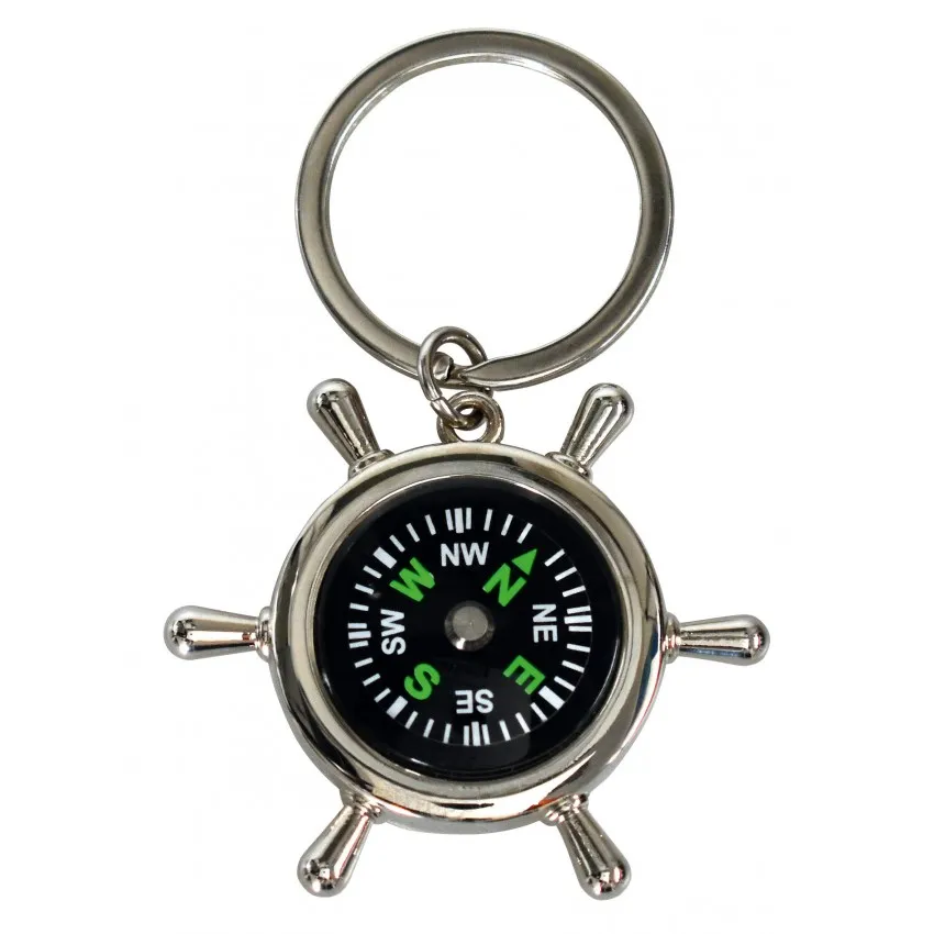 PORTE-CLES GOUVERNAIL EN METAL AVEC BOUSSOLE