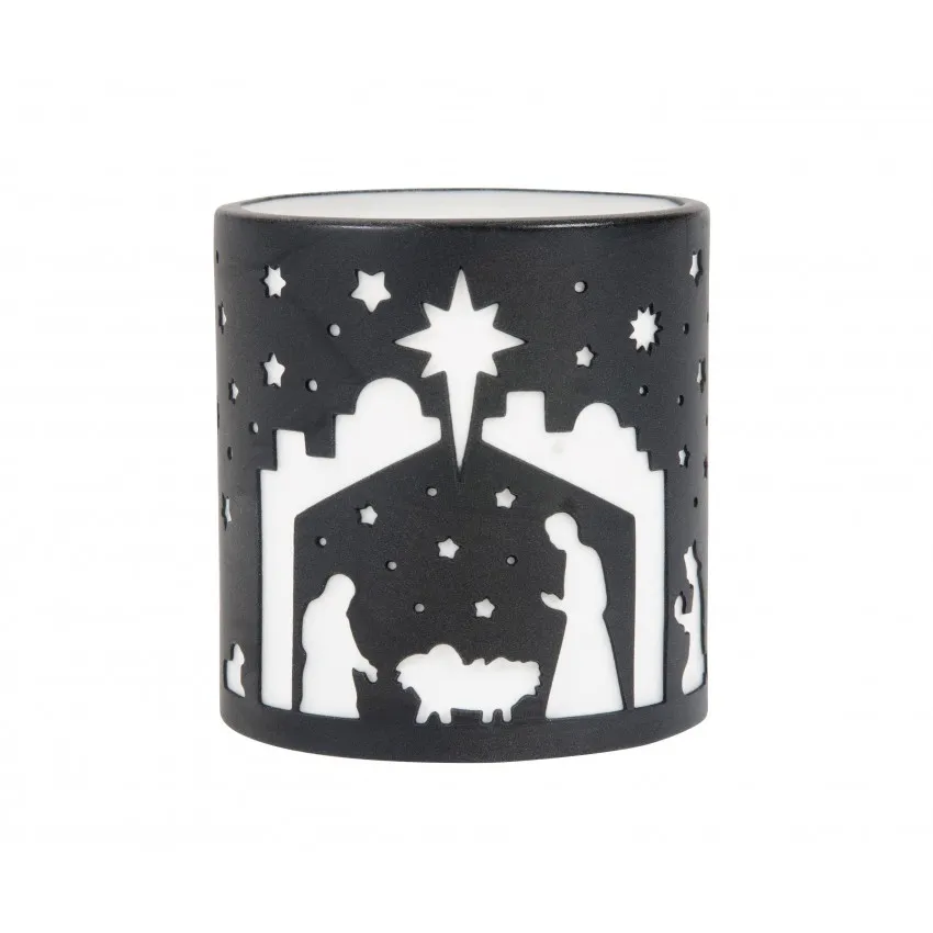 BOUGEOIR CRECHE PORCELAINE BLANC ET NOIR