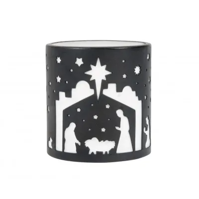BOUGEOIR CRECHE PORCELAINE BLANC ET NOIR