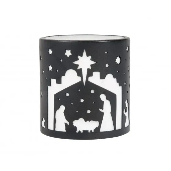 BOUGEOIR CRECHE PORCELAINE BLANC ET NOIR